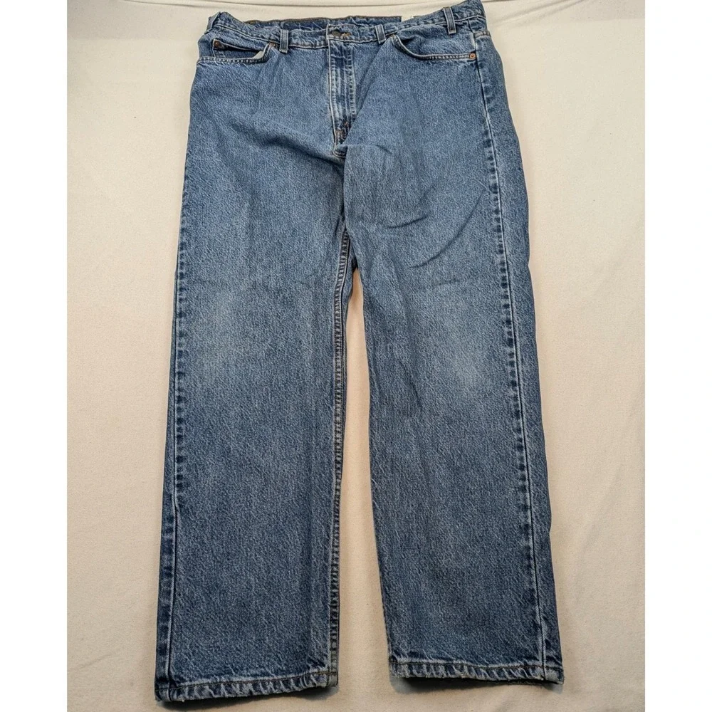 Levis‎ 505 Regular Fit Straight Leg Blue Denim Jeans Orange Tab Mens 40x30 VTG